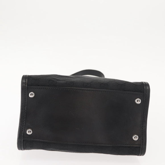 GUCCI GG Canvas Shoulder Bag Black Silver 110292 Auth 148815