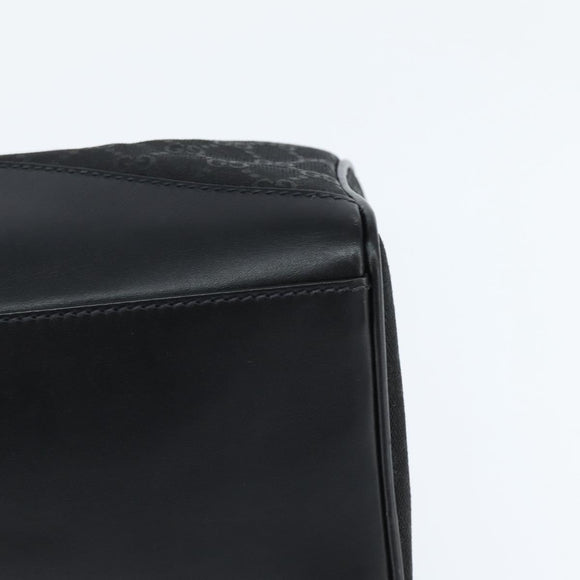 GUCCI GG Canvas Boston Bag Black Gold Auth 148818