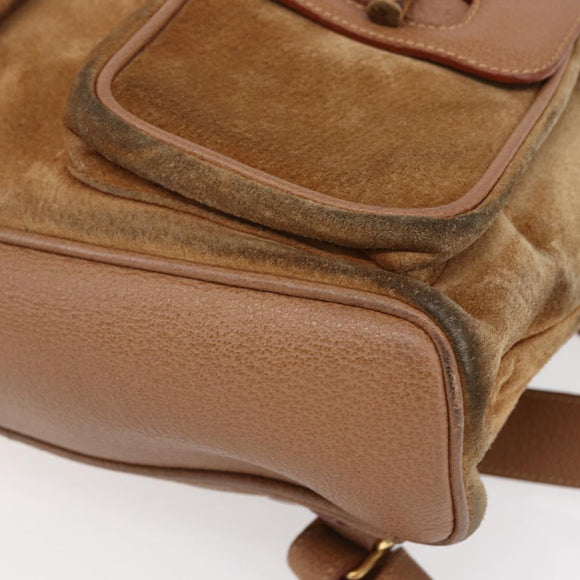 GUCCI Bamboo Backpack Suede Brown Gold 003 2058 0016 Auth 148819
