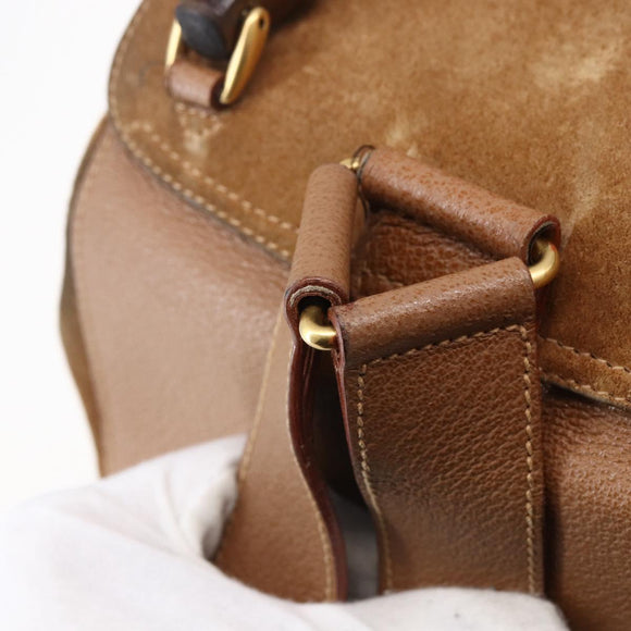 GUCCI Bamboo Backpack Suede Brown Gold 003 2058 0016 Auth 148819