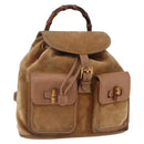 GUCCI Bamboo Backpack Suede Brown Gold 003 2058 0016 Auth 148819-1