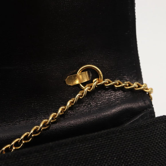GUCCI Chain Shoulder Bag Nylon Black Gold Auth 148820