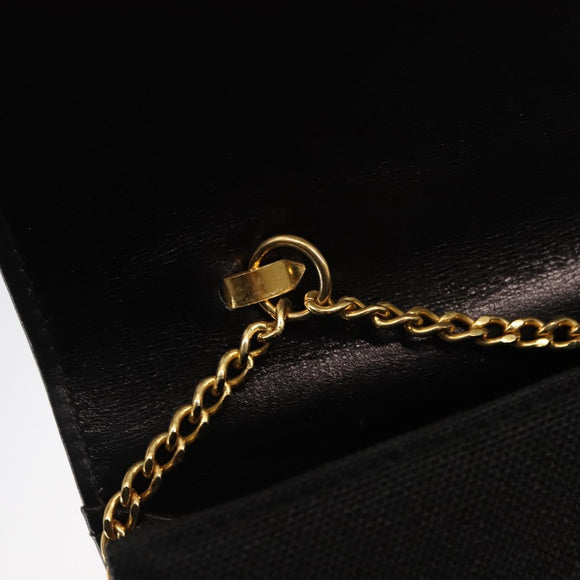 GUCCI Chain Shoulder Bag Nylon Black Gold Auth 148820