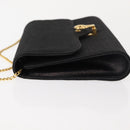 GUCCI Chain Shoulder Bag Nylon Black Gold Auth 148820-4