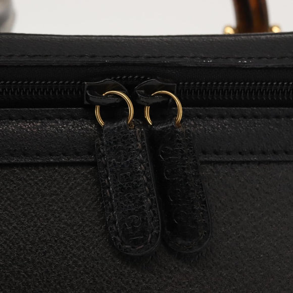GUCCI Bamboo Vanity Hand Bag Leather Navy Gold 013 122 2491 Auth 148821
