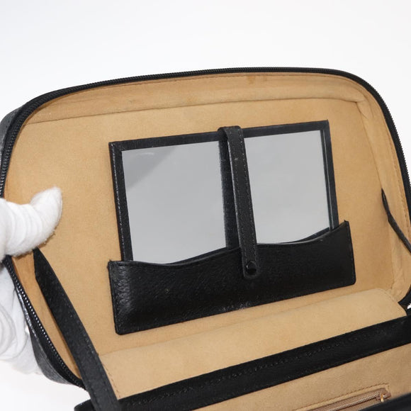 GUCCI Bamboo Vanity Hand Bag Leather Navy Gold 013 122 2491 Auth 148821