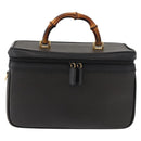 GUCCI Bamboo Vanity Hand Bag Leather Navy Gold 013 122 2491 Auth 148821-13