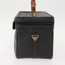 GUCCI Bamboo Vanity Hand Bag Leather Navy Gold 013 122 2491 Auth 148821-3