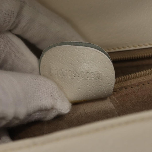 GUCCI Hand Bag Leather White Gold Auth 148822