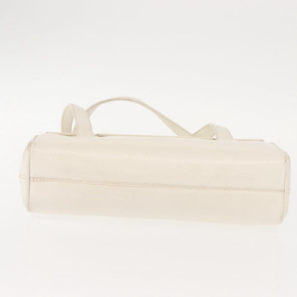 GUCCI Hand Bag Leather White Gold Auth 148822