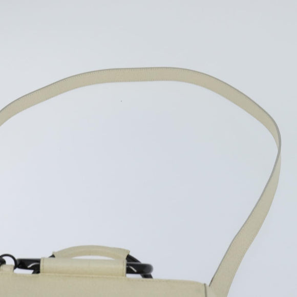 GUCCI Hand Bag Leather 2way White Auth 148823