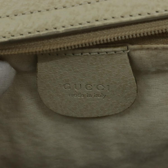 GUCCI Hand Bag Leather 2way White Auth 148823