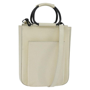 GUCCI Hand Bag Leather 2way White Auth 148823