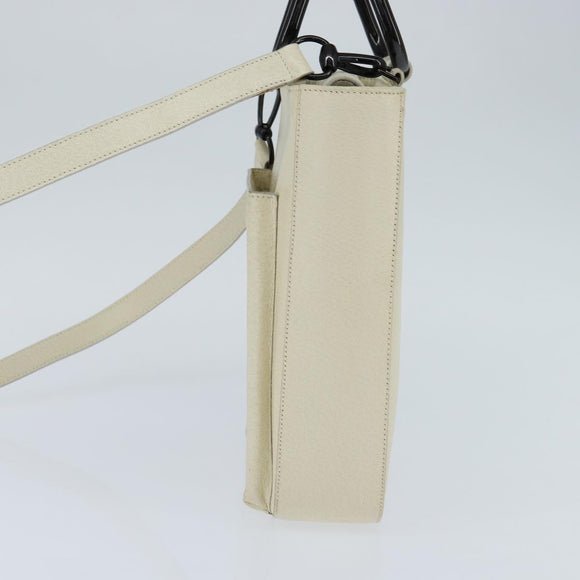 GUCCI Hand Bag Leather 2way White Auth 148823