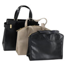 GUCCI Hand Bag Leather 3 Set Black Beige Auth 148825-1