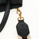 GUCCI Web Sherry Line Hand Bag Leather 2way Black Gold 505342 Auth 148828M-15