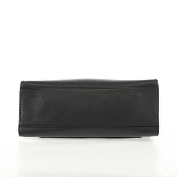 GUCCI Web Sherry Line Hand Bag Leather 2way Black Gold 505342 Auth 148828M