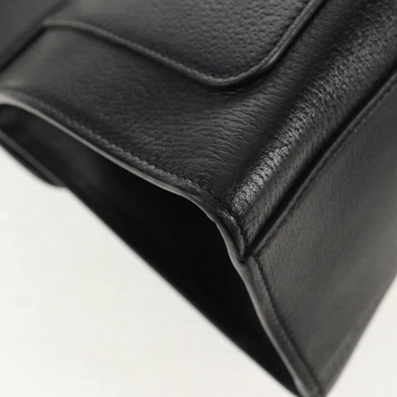 GUCCI Web Sherry Line Hand Bag Leather 2way Black Gold 505342 Auth 148828M