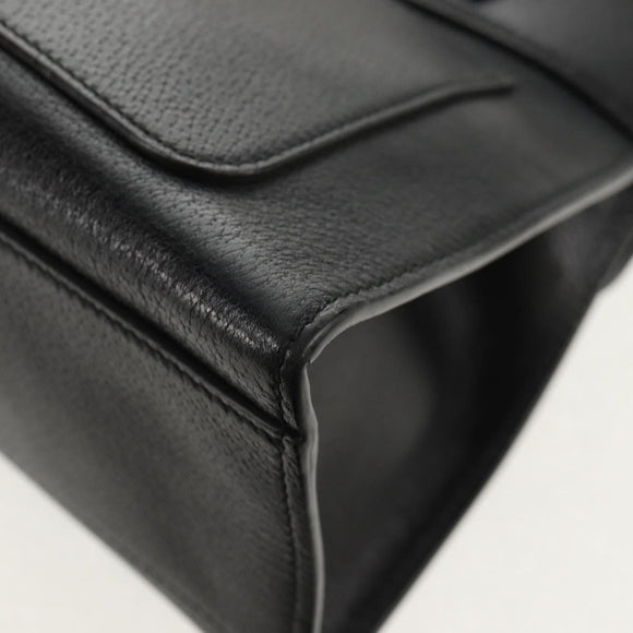 GUCCI Web Sherry Line Hand Bag Leather 2way Black Gold 505342 Auth 148828M