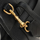 GUCCI Web Sherry Line Hand Bag Leather 2way Black Gold 505342 Auth 148828M-21