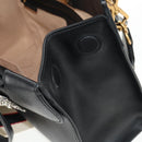 GUCCI Web Sherry Line Hand Bag Leather 2way Black Gold 505342 Auth 148828M-23