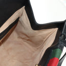 GUCCI Web Sherry Line Hand Bag Leather 2way Black Gold 505342 Auth 148828M-25