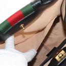 GUCCI Web Sherry Line Hand Bag Leather 2way Black Gold 505342 Auth 148828M-27