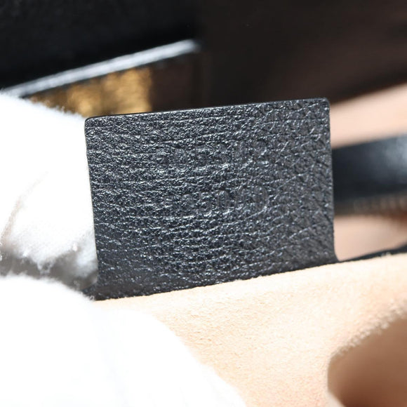 GUCCI Web Sherry Line Hand Bag Leather 2way Black Gold 505342 Auth 148828M