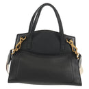 GUCCI Web Sherry Line Hand Bag Leather 2way Black Gold 505342 Auth 148828M-2