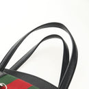 GUCCI Web Sherry Line Hand Bag Leather 2way Black Gold 505342 Auth 148828M-14