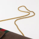 GUCCI Web Sherry Line Chain Shoulder Bag Leather Vintage Brown Gold Auth 148829-14