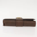 GUCCI Web Sherry Line Chain Shoulder Bag Leather Vintage Brown Gold Auth 148829-7