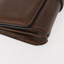 GUCCI Web Sherry Line Chain Shoulder Bag Leather Vintage Brown Gold Auth 148829-15