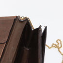 GUCCI Web Sherry Line Chain Shoulder Bag Leather Vintage Brown Gold Auth 148829-21