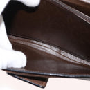 GUCCI Web Sherry Line Chain Shoulder Bag Leather Vintage Brown Gold Auth 148829-23