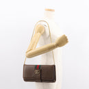 GUCCI Web Sherry Line Chain Shoulder Bag Leather Vintage Brown Gold Auth 148829-24