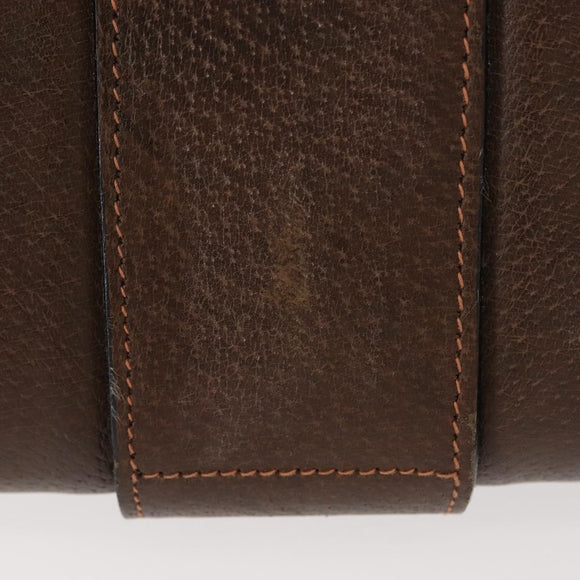 GUCCI Web Sherry Line Chain Shoulder Bag Leather Vintage Brown Gold Auth 148829