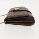 GUCCI Web Sherry Line Chain Shoulder Bag Leather Vintage Brown Gold Auth 148829-6