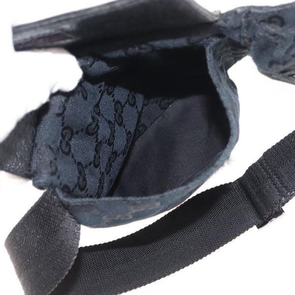 GUCCI GG Canvas Waist bag Black Silver 28566 Auth 148834