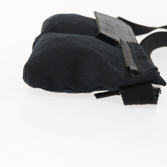 GUCCI GG Canvas Waist bag Black Silver 28566 Auth 148834