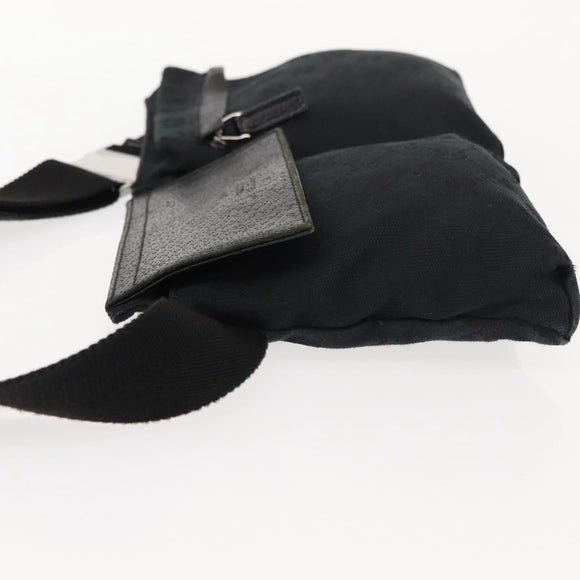 GUCCI GG Canvas Waist bag Black Silver 28566 Auth 148834