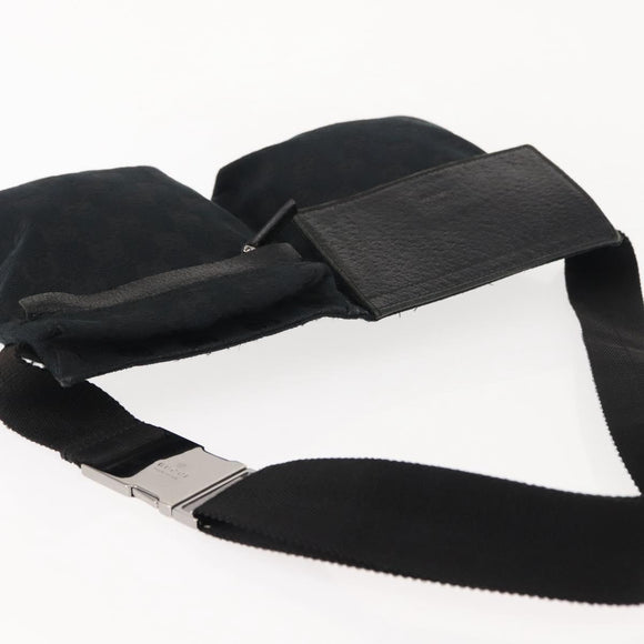 GUCCI GG Canvas Waist bag Black Silver 28566 Auth 148834