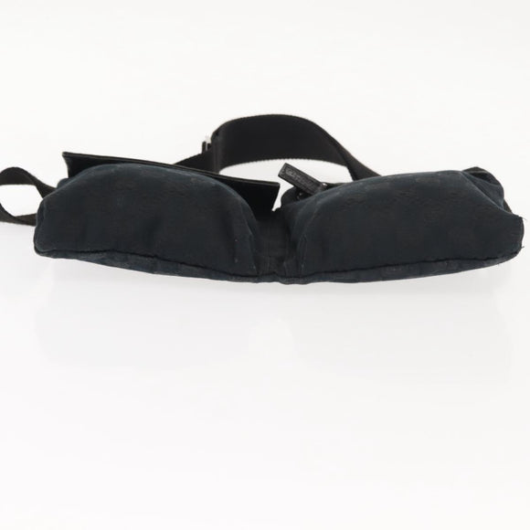 GUCCI GG Canvas Waist bag Black Silver 28566 Auth 148834