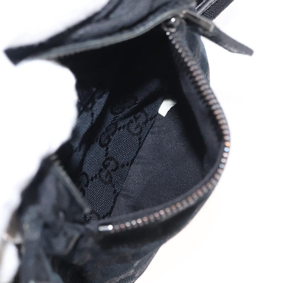 GUCCI GG Canvas Waist bag Black Silver 28566 Auth 148835