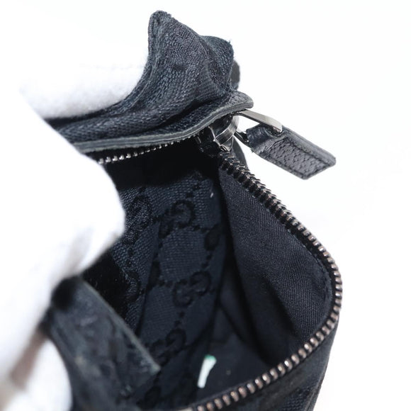 GUCCI GG Canvas Waist bag Black Silver 28566 Auth 148835