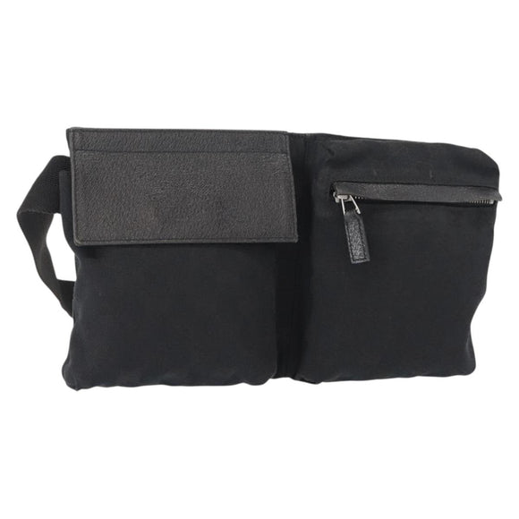 GUCCI GG Canvas Waist bag Black Silver 28566 Auth 148835