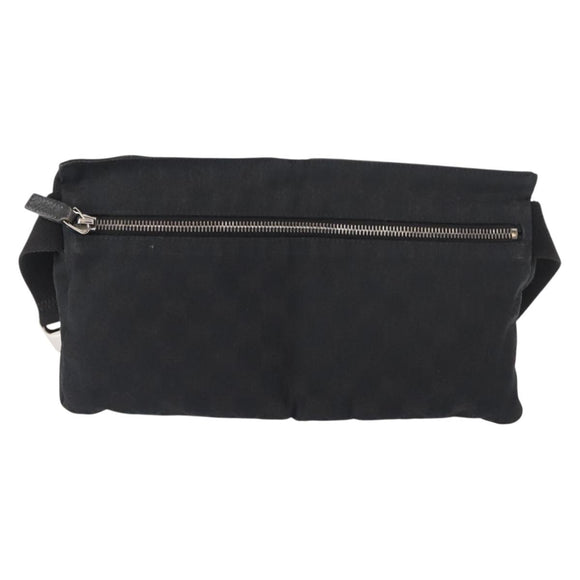 GUCCI GG Canvas Waist bag Black Silver 28566 Auth 148835