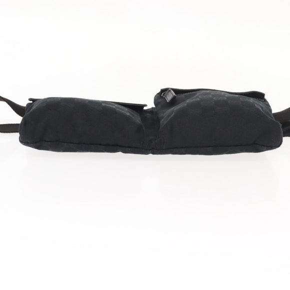 GUCCI GG Canvas Waist bag Black Silver 28566 Auth 148835