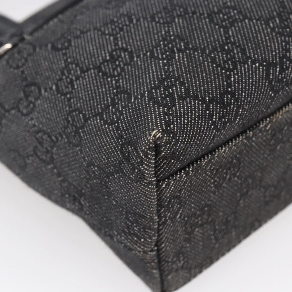 GUCCI GG Canvas Hand Bag Outlet Black Silver 105651 Auth 148837