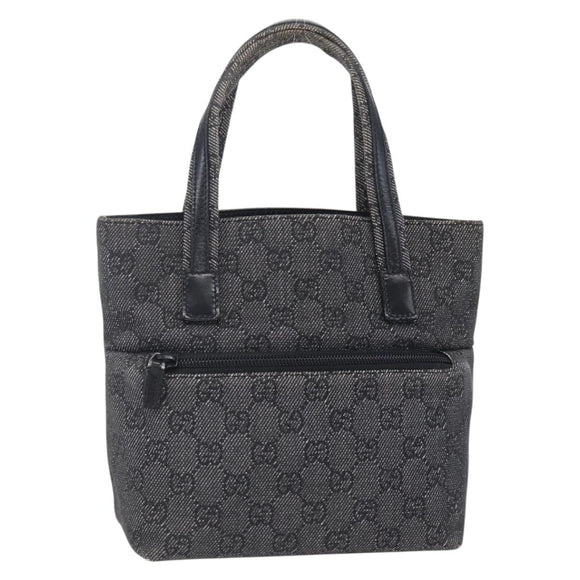 GUCCI GG Canvas Hand Bag Outlet Black Silver 105651 Auth 148837